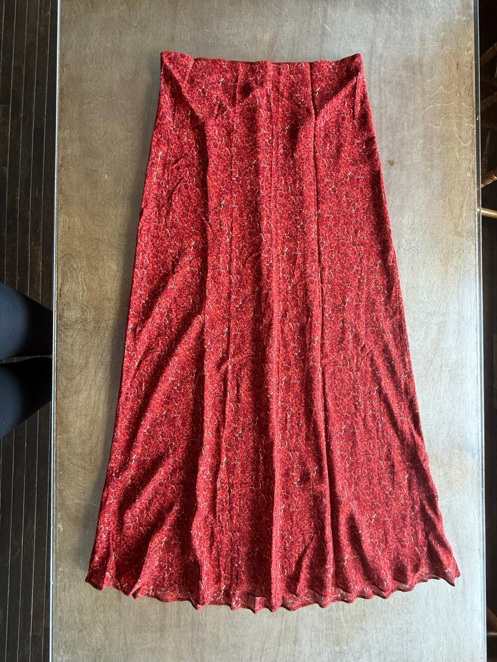 Reformation Bella Roseanne Red Floral Maxi Skirt XL Lined Viscose